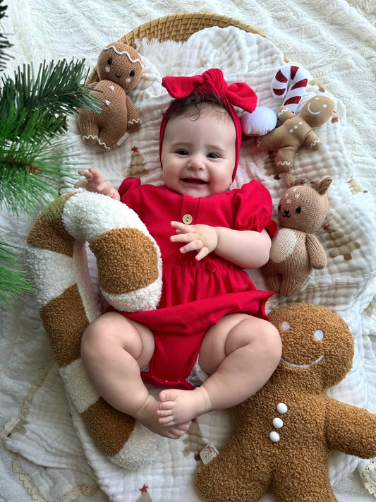 Dolly Ruffle Dress Romper in Red