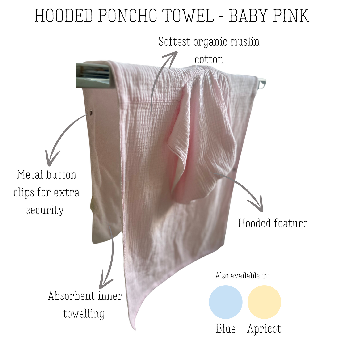 Hooded Poncho Beach Bath Towel in Baby Pink