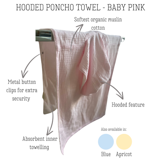 Hooded Poncho Beach Bath Towel in Baby Pink