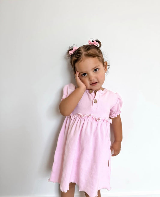 Dolly Short Sleeve Dress Romper in Pink Aster