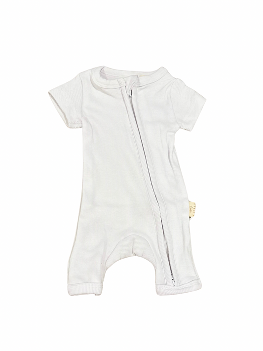 Ribbed Zippy Romper in Snow