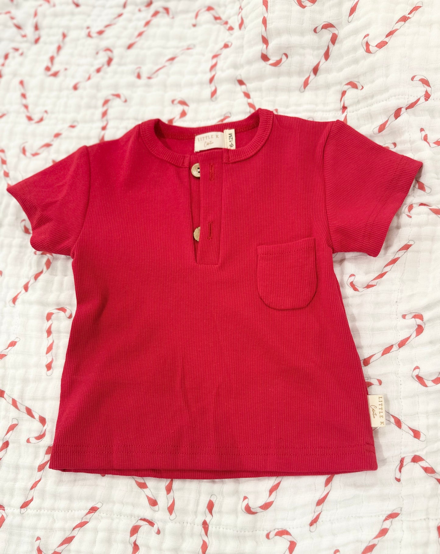 Red Organic Ribbed T-Shirt