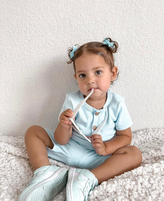 Ribbed Shorts in Baby Blue