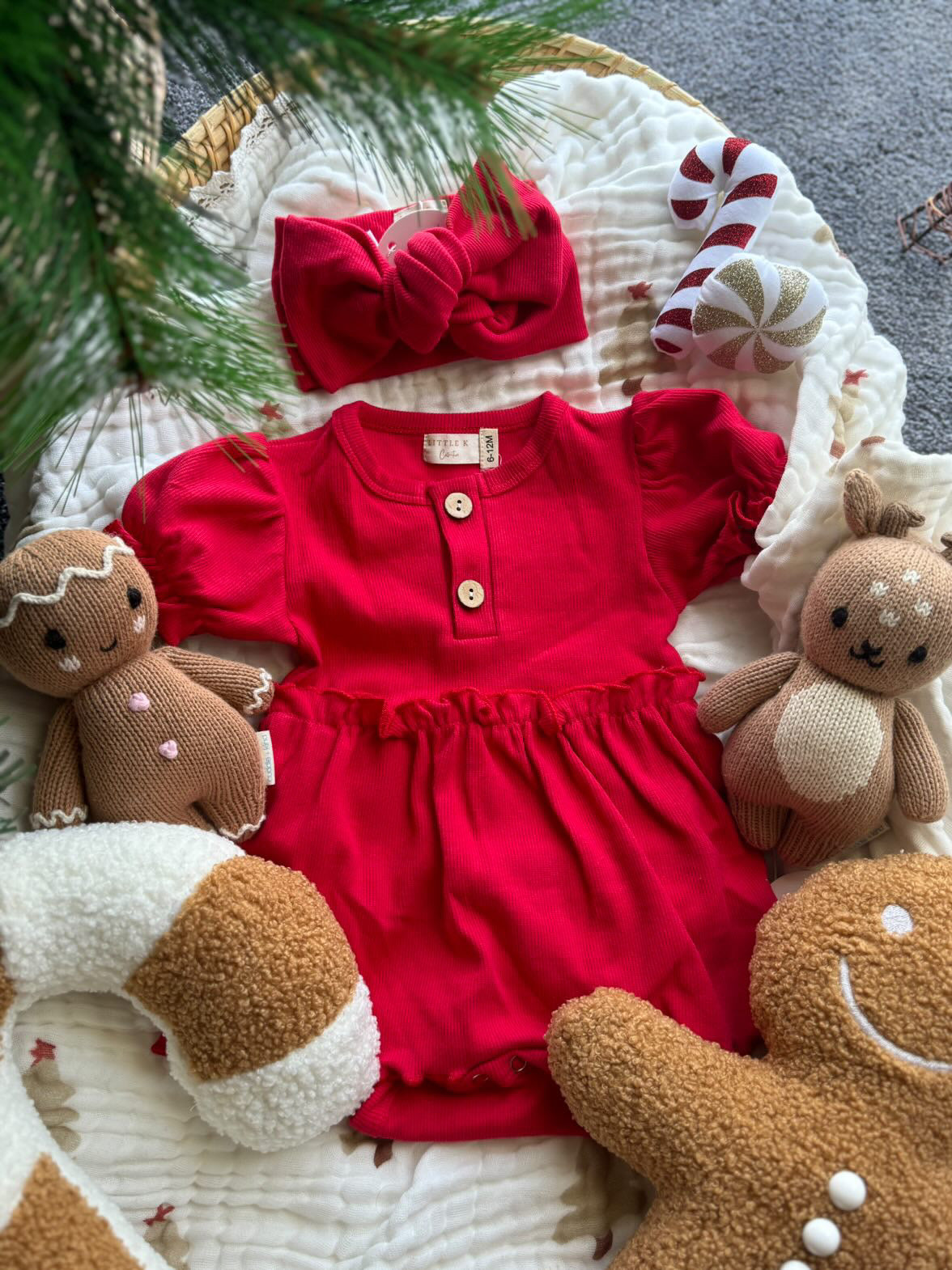 Dolly Ruffle Dress Romper in Red