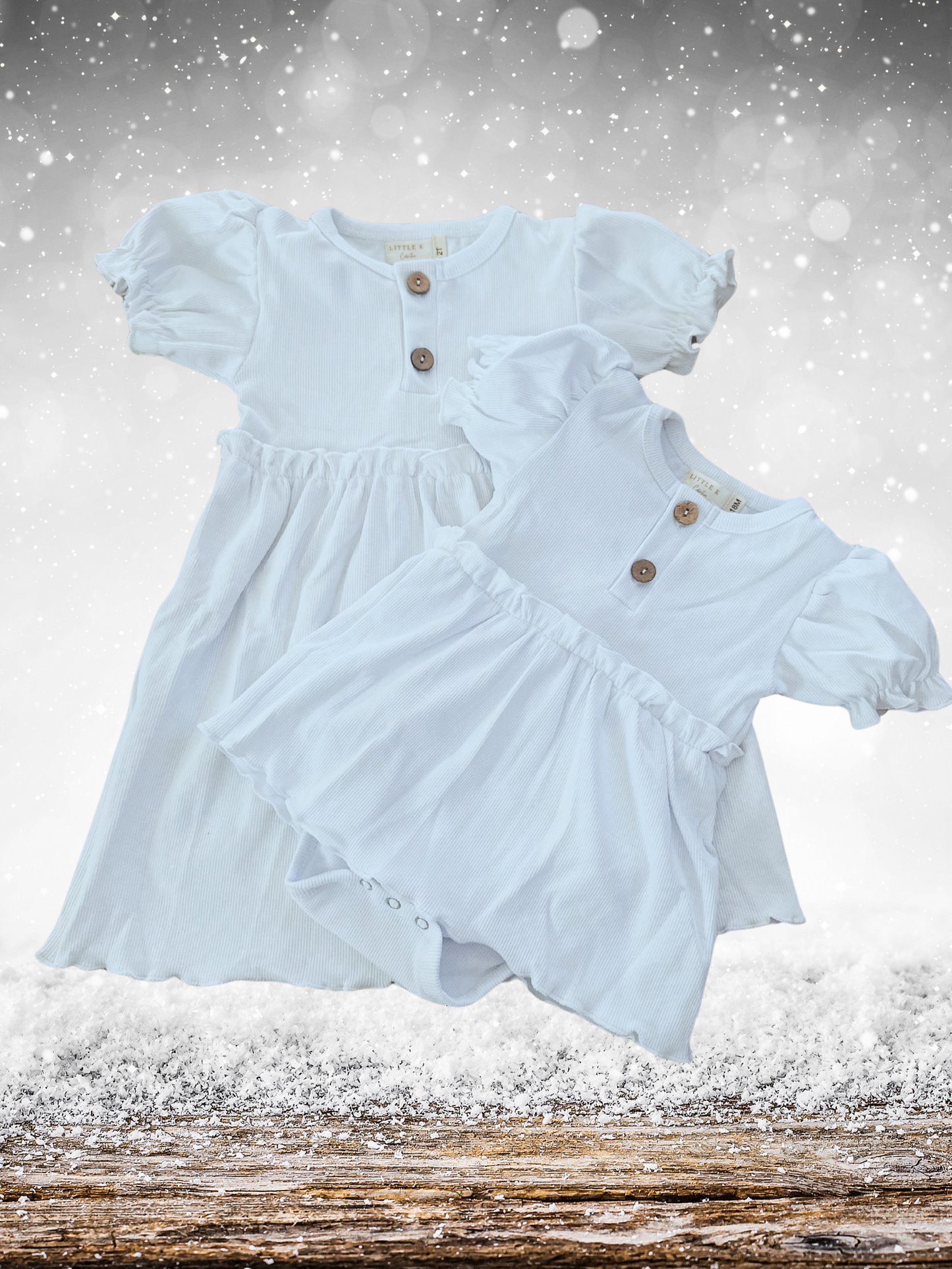 Dolly Ruffle Dress Romper in Snow