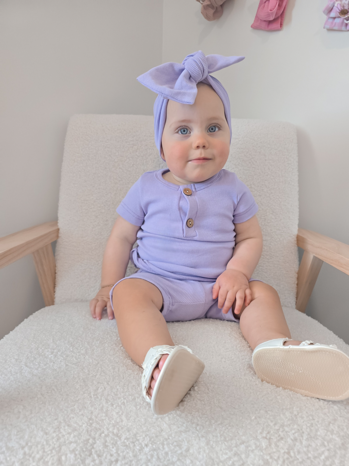 Short Sleeve Ribbed Top in Lilac